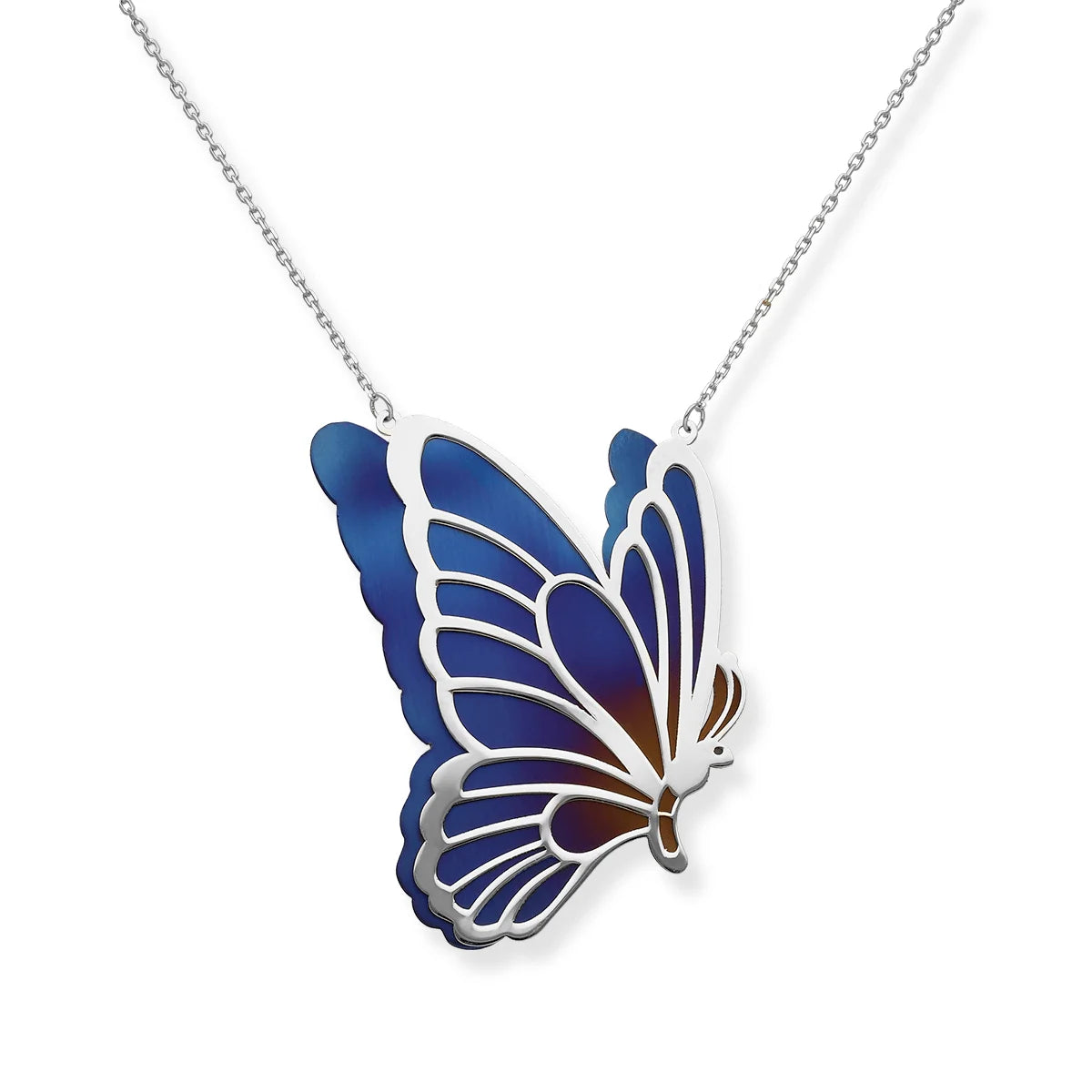 Sterling Silver Titanium Butterfly Necklace