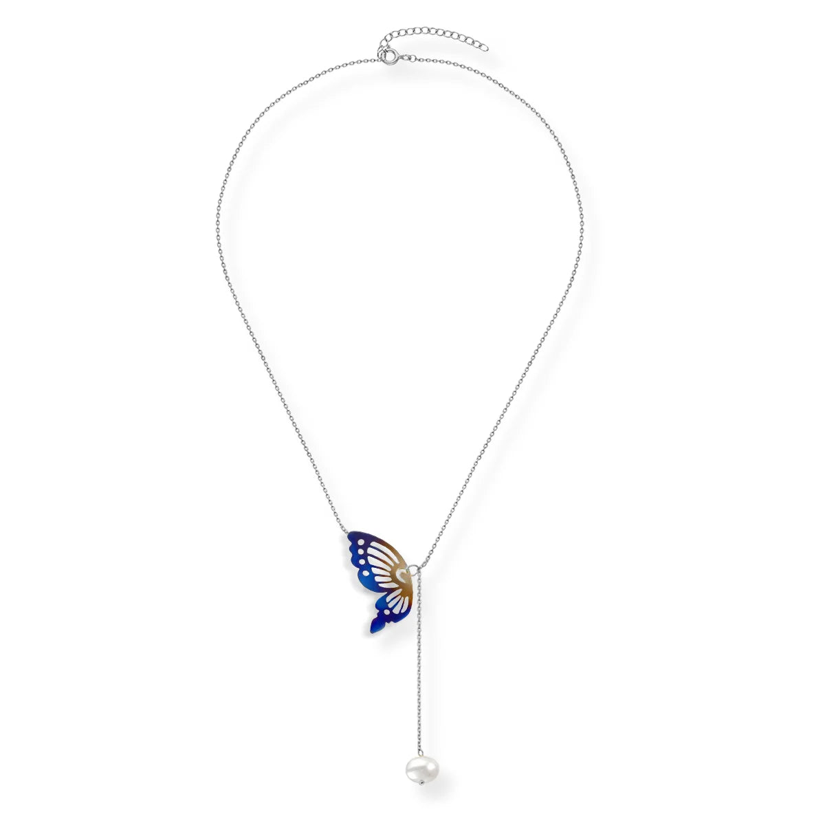 Sterling Silver Butterfly Pearl Necklace