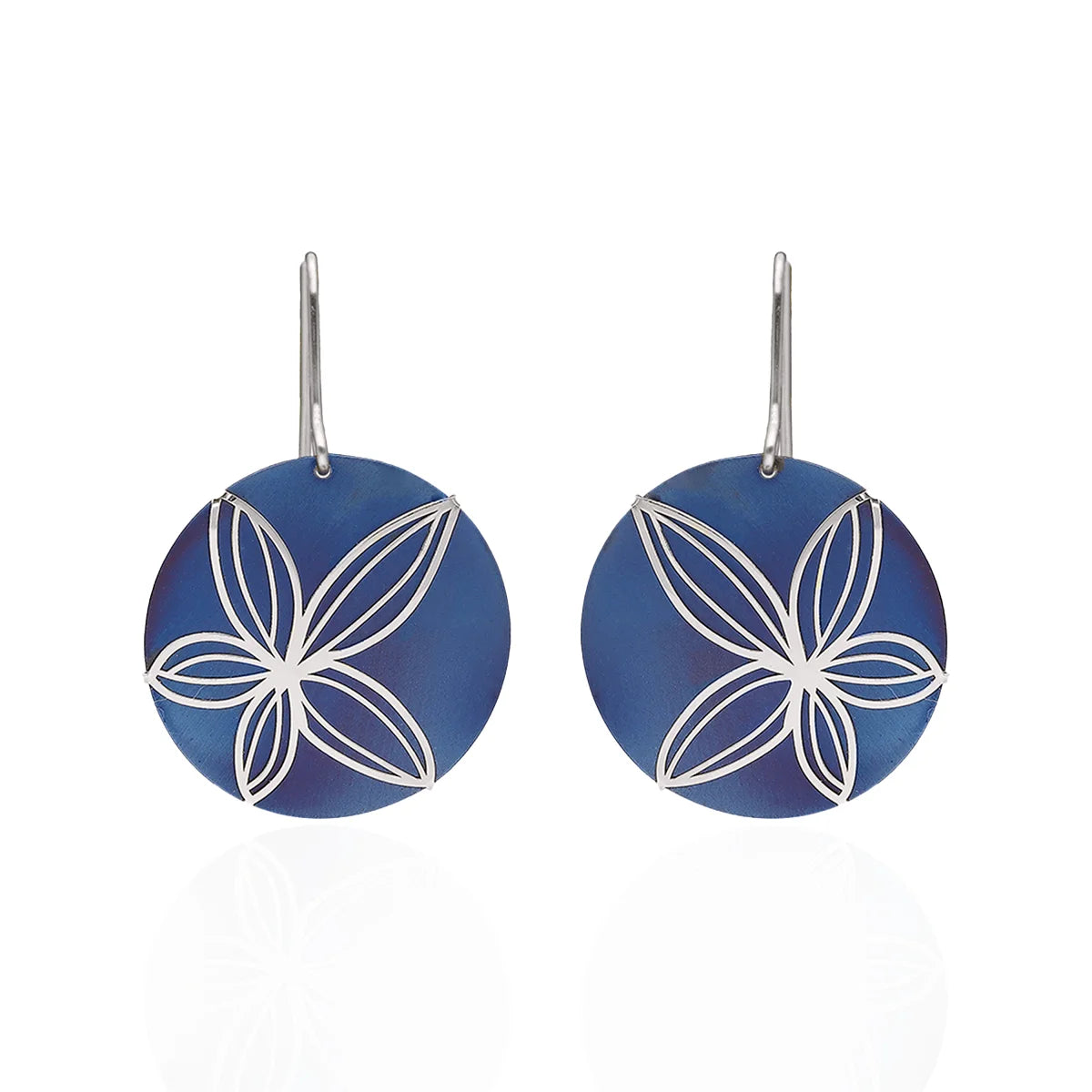 Sterling Silver Titanium Flower Earrings