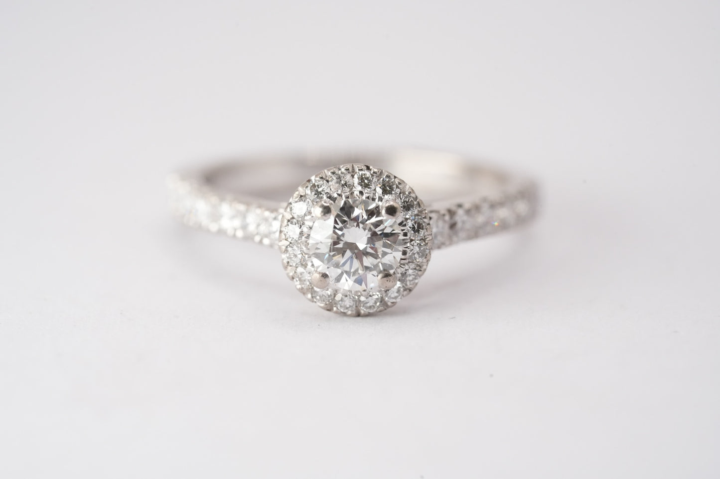 18ct White Gold and Palladium Diamond Ring - Size K 1/2
