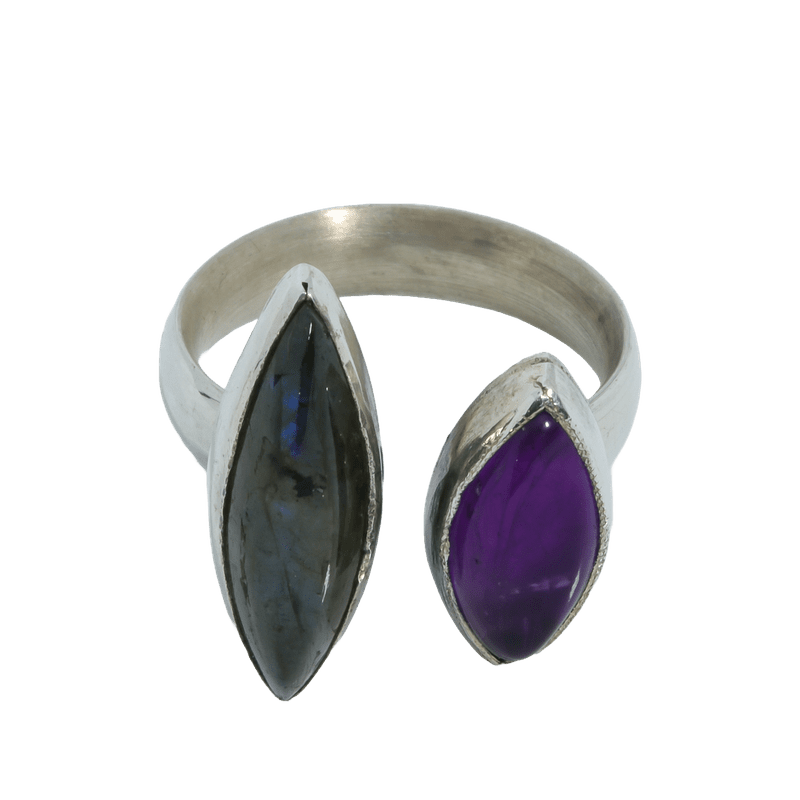Duality Drop Amethyst & Labradorite Ring