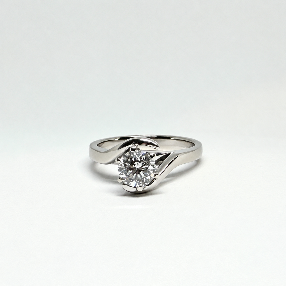 18ct White Gold 71-Point Diamond Bypass Solitaire Ring