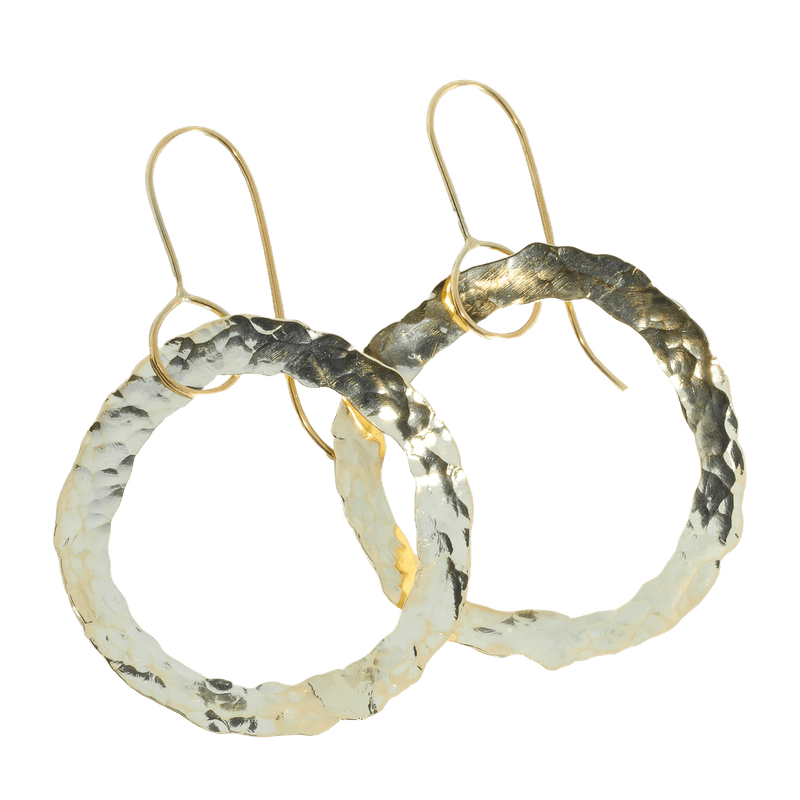 Golden Hammered Crescent Hoop Earrings