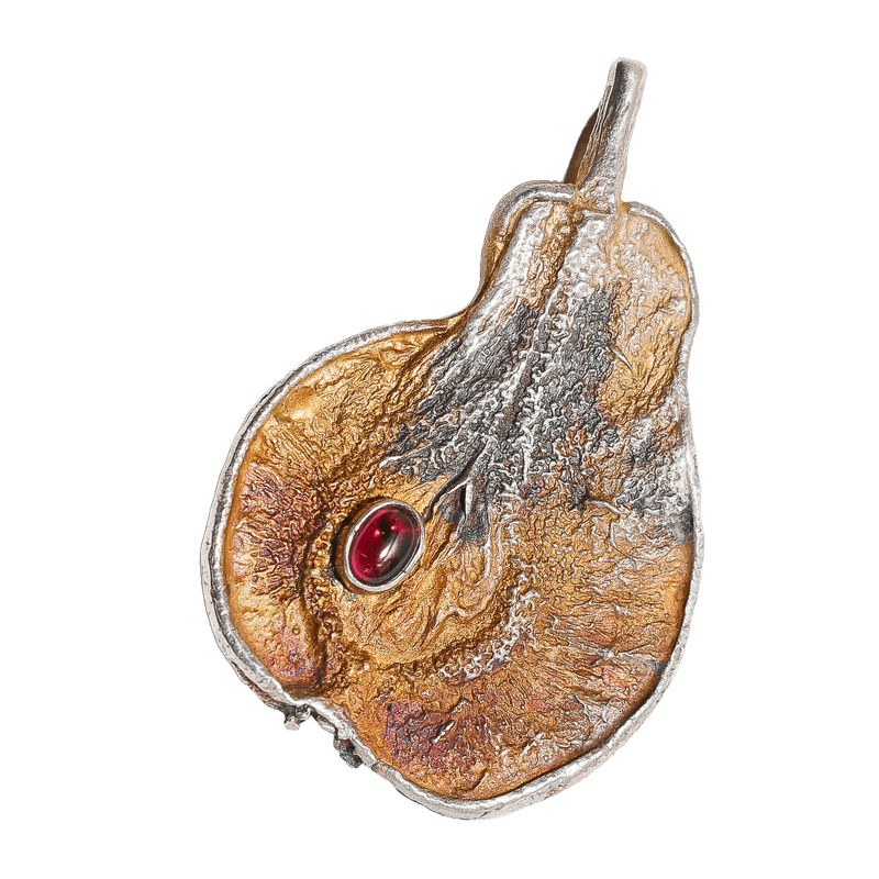 Pear Fantasy Pendant featuring a small ruby