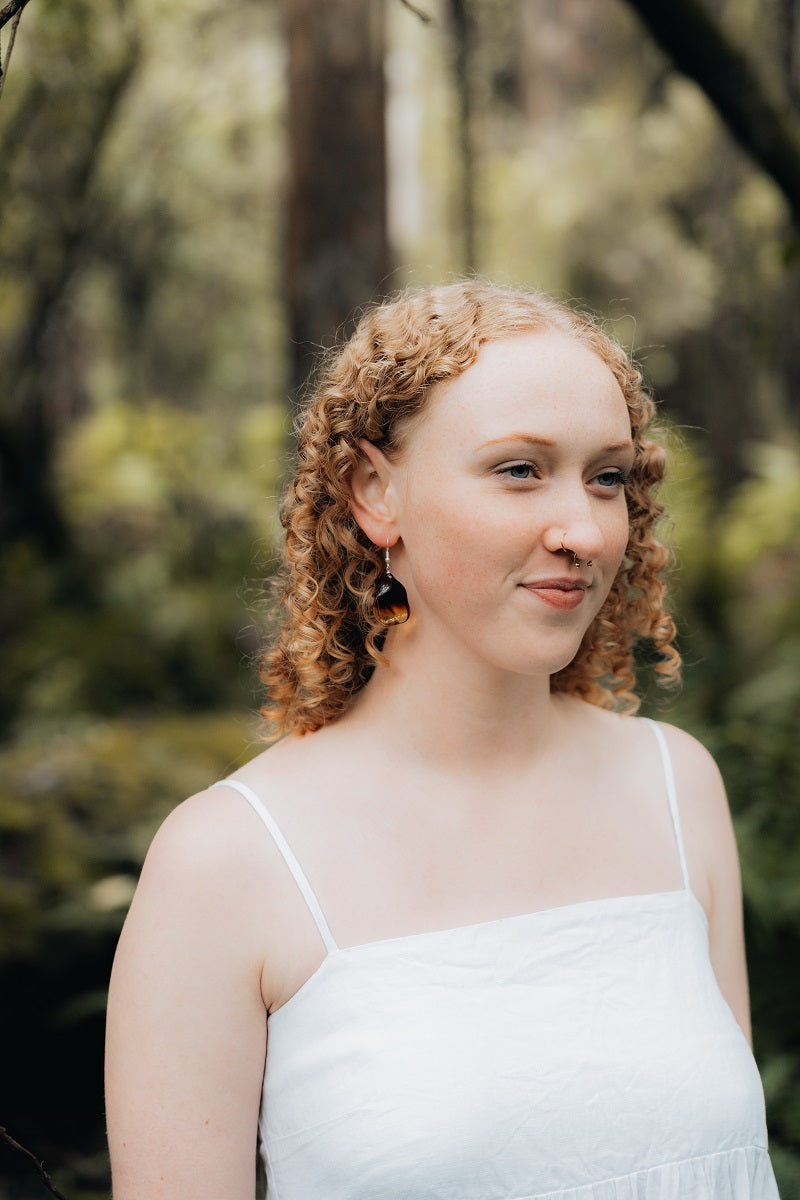 Dual Coloured Natural Amber Earring