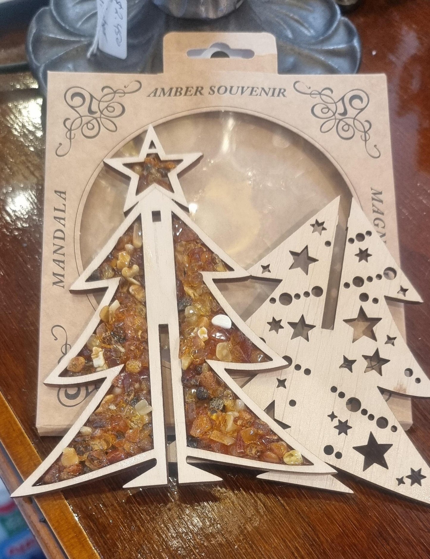 Laser Cut, Handmade Amber Wooden Christmas Decorations