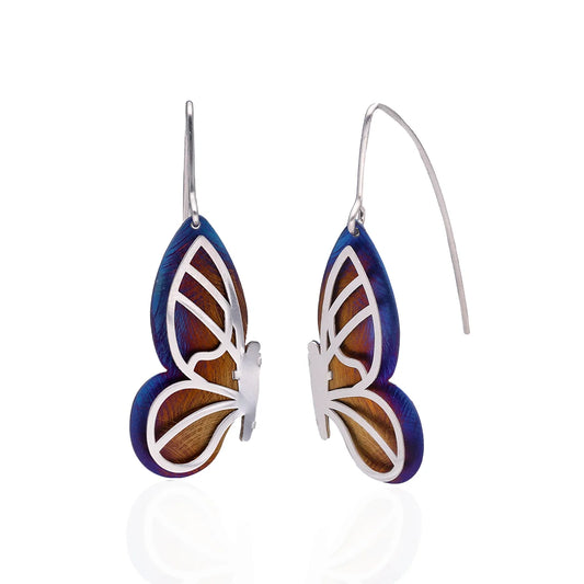Sterling Silver Titanium Half Butterfly Earrings