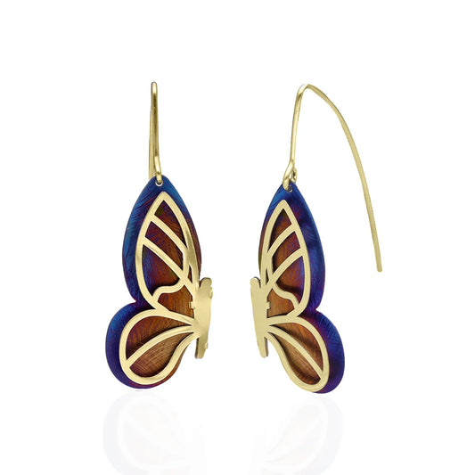 24ct Gold Plated Titanium Half Butterfly Earrings