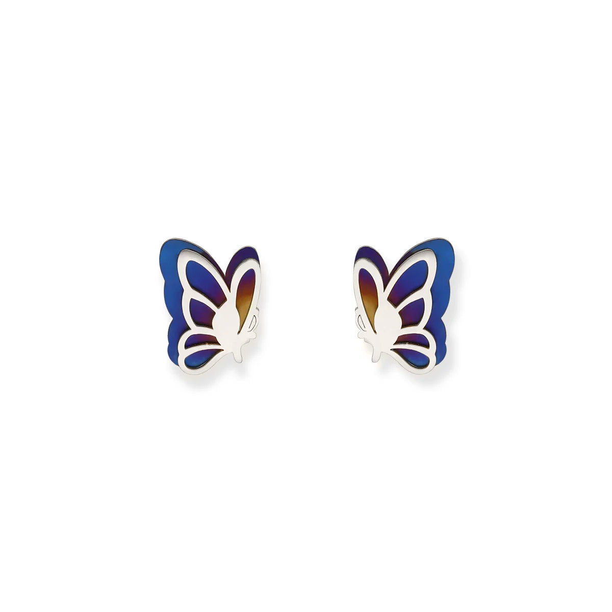 Sterling Silver Titanium Butterfly Stud Earrings