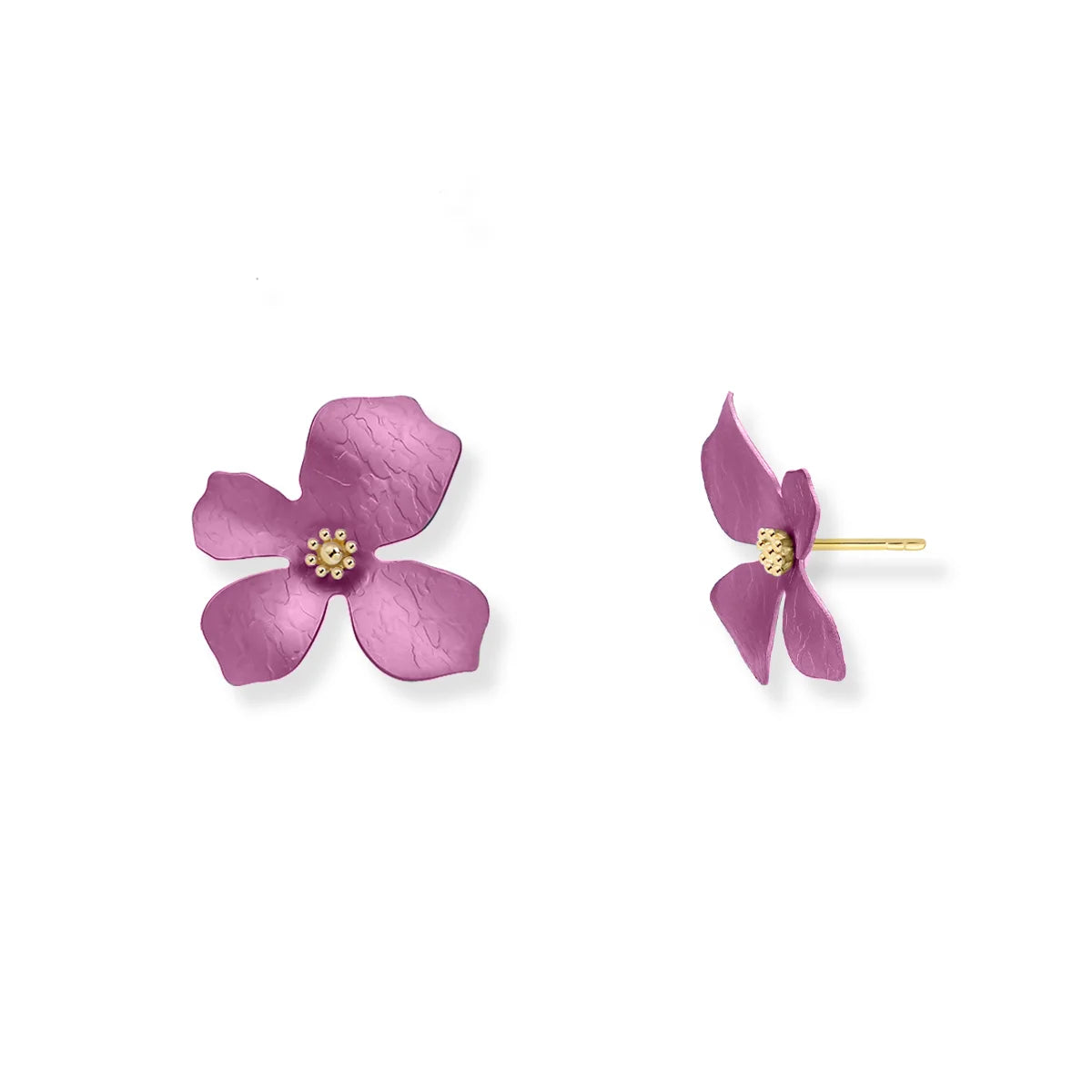 24ct Gold Plated Pink Titanium Flower Earrings