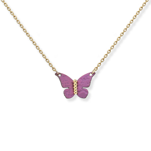 24ct Gold Plated Mini Pink Titanium Butterfly Necklace