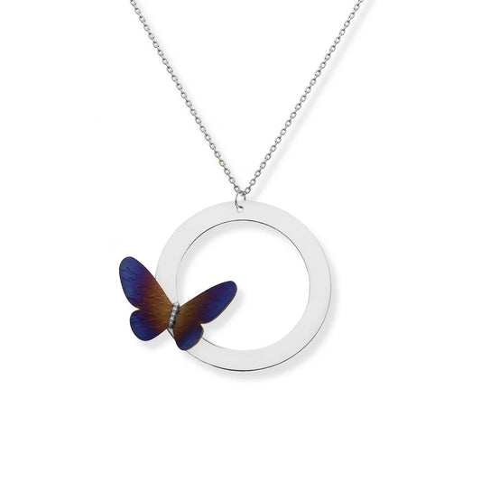 Silver Titanium Butterfly Neclace