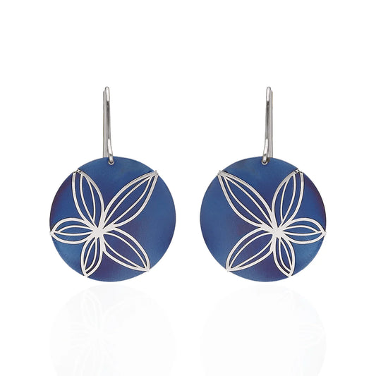 Sterling Silver Titanium Flower Earrings
