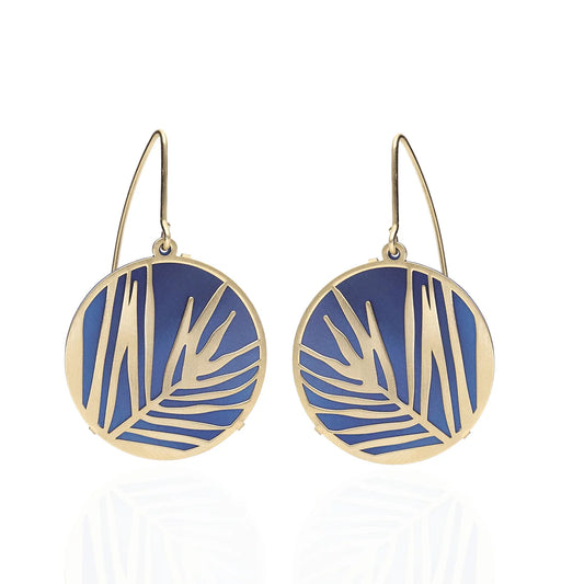 24ct Gold Plated palm Frond Titanium Earrings