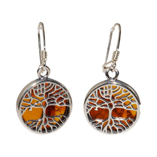 Amber Tree of Life Earrings