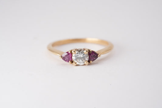 9ct Yellow Gold Ring with Ruby and Diamond