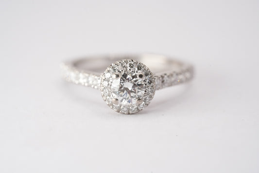 18ct White Gold and Palladium Diamond Ring - Size K 1/2