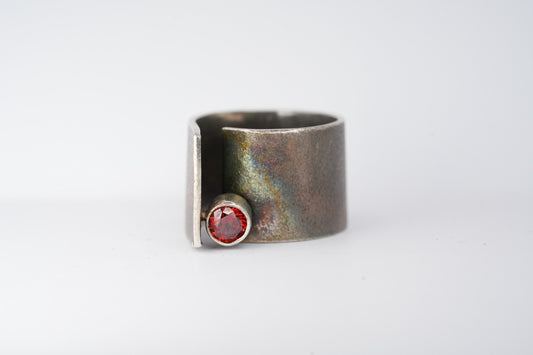 Silver Garnet Ring