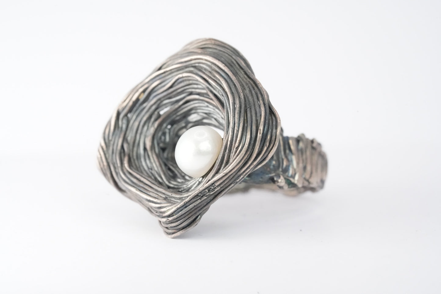 Silver and Pearl Nest Ring