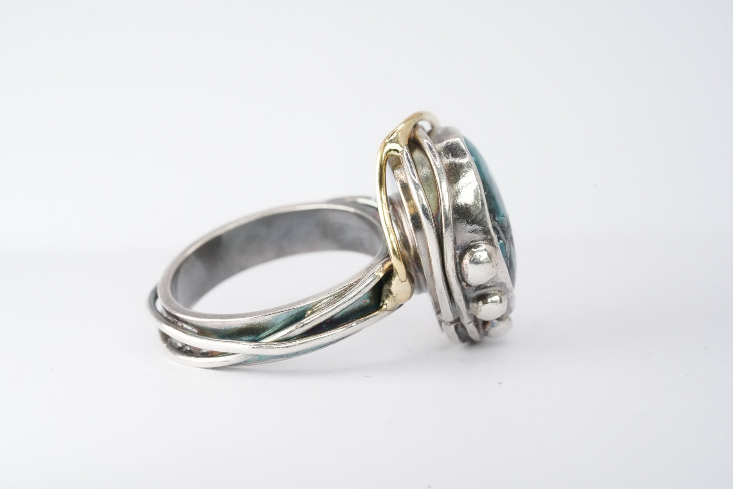 Silver and Gold Turquoise Ring