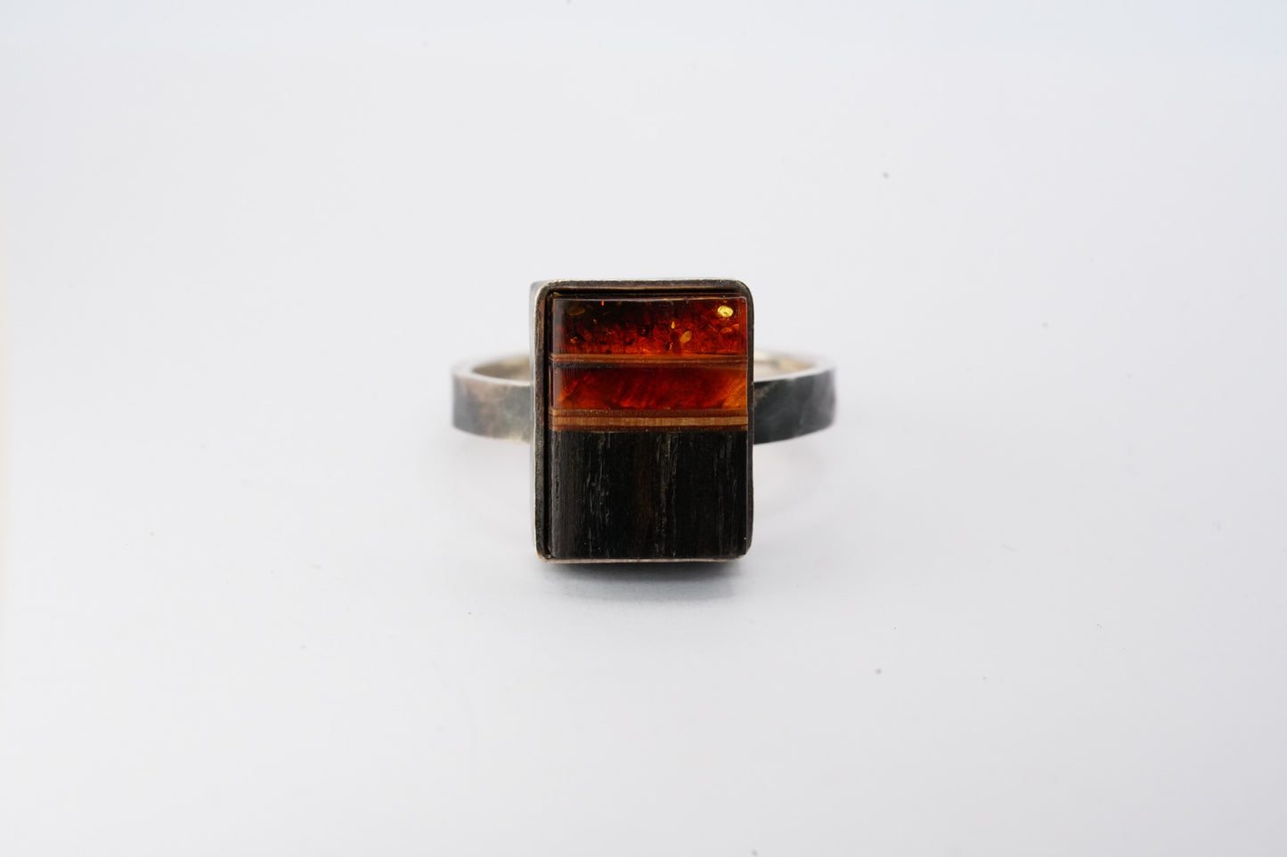 Amber and Sterling Silver Adjustable Ring