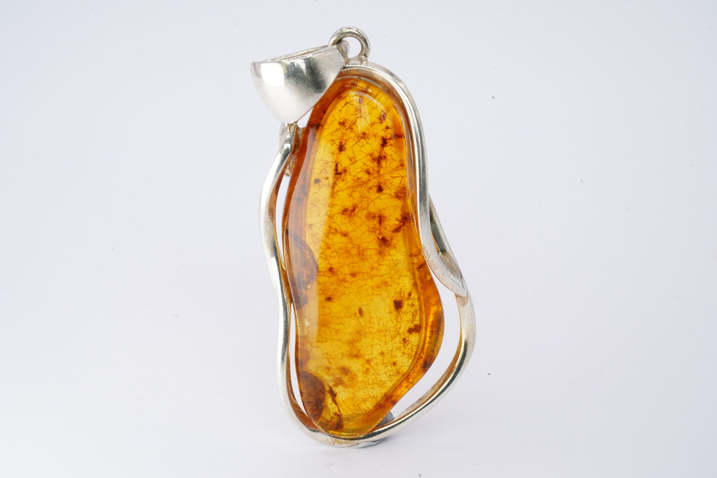Large Baltic Sea Amber and Silver Pendant