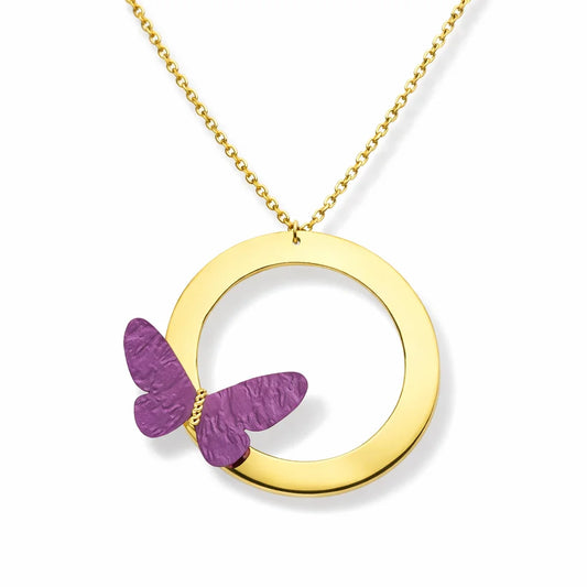 24ct Gold Plated Butterfly Round Necklace