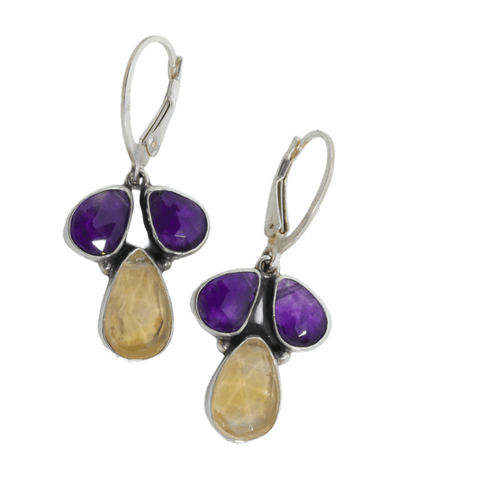 Royal Bloom Amethyst & Citrine Drop Earrings