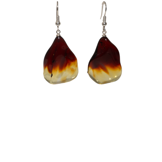 Dual Coloured Natural Amber Earring