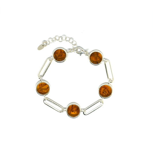 Sterling Silver Amber Beaded Bracelet