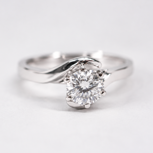 18ct White Gold 71-Point Diamond Bypass Solitaire Ring