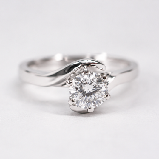18ct White Gold 71-Point Diamond Bypass Solitaire Ring