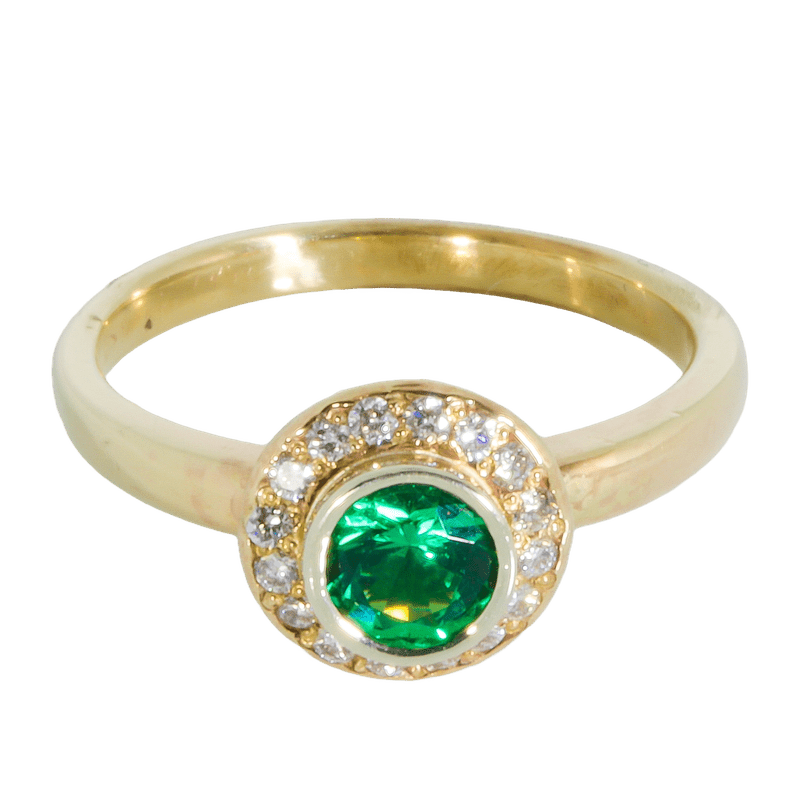 Natural Emerald Enchantment Halo Ring