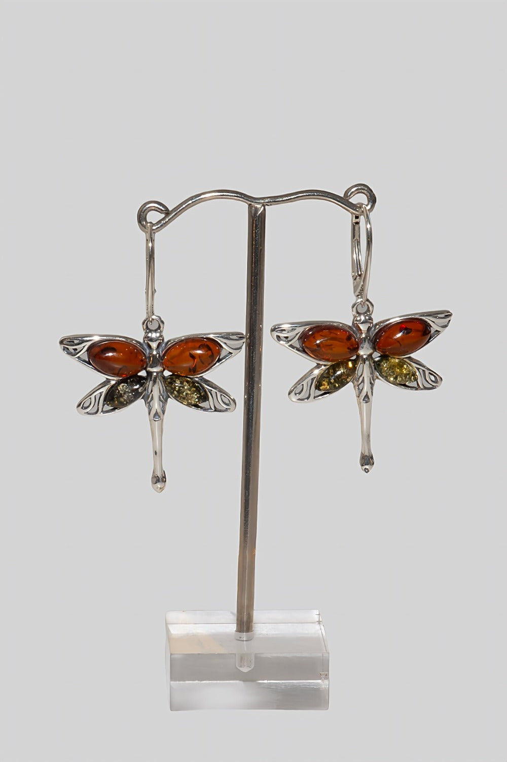 Dragonfly Amber Drop Earrings