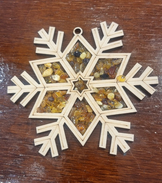 Laser Cut, Handmade Amber Wooden Christmas Decorations