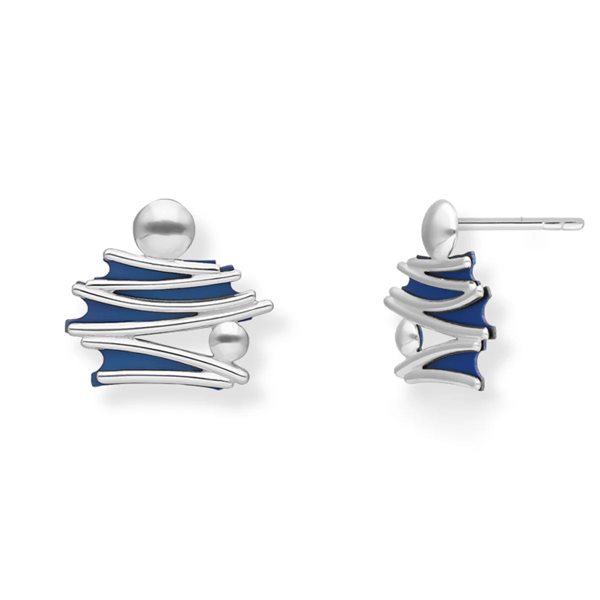 Sterling Silver Titanium Slider Stus Earrings