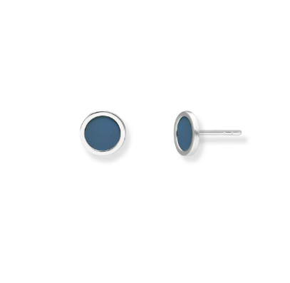 Rhodium-Plated Sterling Silver Denim Blue Titanium Earrings